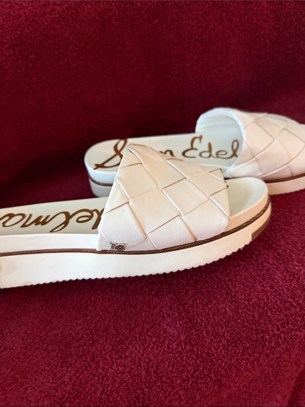 Sam Edelman White Woven Slide Sandals - Picture 2 of 5